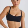 Soft Active Contrast-Trim Sports Bra in Black