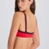 Soft Active Contrast-Trim Sports Bra in Strawberry Red