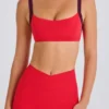Soft Active Contrast-Trim Sports Bra in Strawberry Red