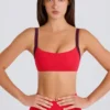 Soft Active Contrast-Trim Sports Bra in Strawberry Red
