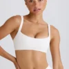Soft Active Contrast-Trim Sports Bra in White