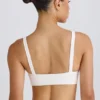 Soft Active Contrast-Trim Sports Bra in White