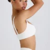 Soft Active Contrast-Trim Sports Bra in White