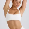 Soft Active Contrast-Trim Sports Bra in White