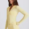 Soft Active Contrast Zip-Up Jacket in Lemon
