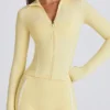 Soft Active Contrast Zip-Up Jacket in Lemon
