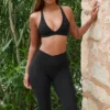 Soft Active Cross-Back Sports Bra in Black