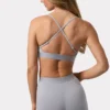 Soft Active Cross-Back Sports Bra in Grey Marl