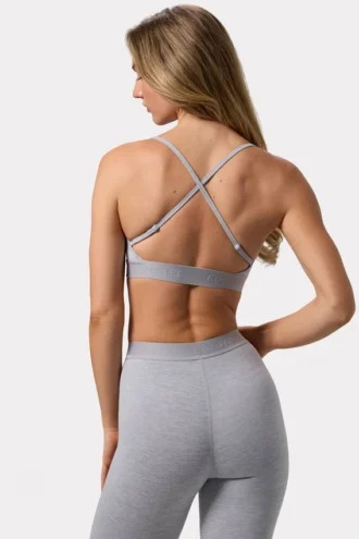 Soft Active Cross-Back Sports Bra in Grey Marl