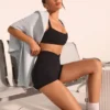 Soft Active Crossover Mini Shorts in Black