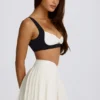 Soft Active Crossover Pleated Mini Skort in Ivory