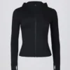 Soft Active Hooded Mid-Layer Jacket in Black