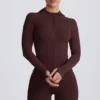 Soft Active Hooded Mid-Layer Jacket in Chocolate