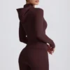 Soft Active Hooded Mid-Layer Jacket in Chocolate