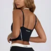 Soft Active Layered Cropped Tank Top in Black