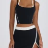 Soft Active Layered Cropped Tank Top in Black