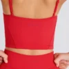 Soft Active Layered Cropped Tank Top in Strawberry Red