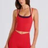 Soft Active Layered Cropped Tank Top in Strawberry Red