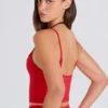 Soft Active Layered Cropped Tank Top in Strawberry Red