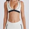 Soft Active Layered Sports Bra in Ivory