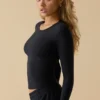 Soft Active Long Sleeve Top in Black