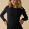 Soft Active Long Sleeve Top in Black
