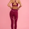 Soft Active Mid-Rise Leggings in Burgundy