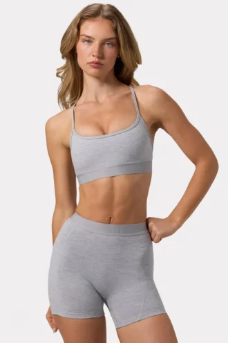 Soft Active Mini Shorts in Grey Marl