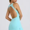 Soft Active Open-Back Tennis Dress in Aqua