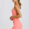 Soft Active Open-Back Tennis Dress in Coral