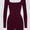 Soft Active Open-Back Unitard in Burgundy