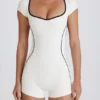 Soft Active Open-Back Unitard in Ivory