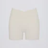 Soft Active Pocket V-Waist Mini Shorts in Cream
