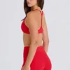 Soft Active Pocket V-Waist Mini Shorts in Strawberry Red