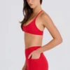 Soft Active Pocket V-Waist Mini Shorts in Strawberry Red