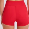 Soft Active Pocket V-Waist Mini Shorts in Strawberry Red