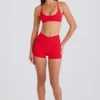 Soft Active Pocket V-Waist Mini Shorts in Strawberry Red