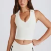 Soft Active Polo Crop Top in Ivory