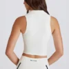 Soft Active Polo Crop Top in Ivory