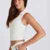 Soft Active Polo Crop Top in Ivory