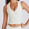 Soft Active Polo Crop Top in Ivory