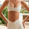 Soft Active Racerback Sports Bra in Cream