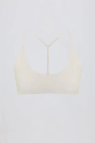 Soft Active Racerback Sports Bra in Cream