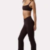 Soft Active Ruched Flared Trousers in Espresso