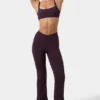 Soft Active Ruched Flared Trousers in Plum