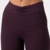 Soft Active Ruched Flared Trousers in Plum