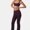 Soft Active Ruched Flared Trousers in Plum
