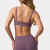 Soft Active Seam-Detail Sports Bra in Dusk