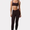 Soft Active Seam-Detail Sports Bra in Espresso