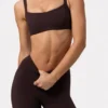 Soft Active Seam-Detail Sports Bra in Espresso